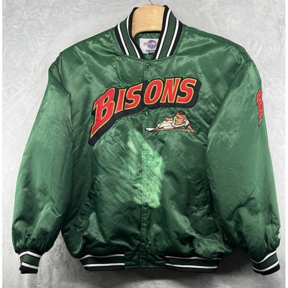STARTER Other - Starter Buffalo Bisons Vintage Satin Bomber Green Jacket Coat Men's Size 2XL EUC